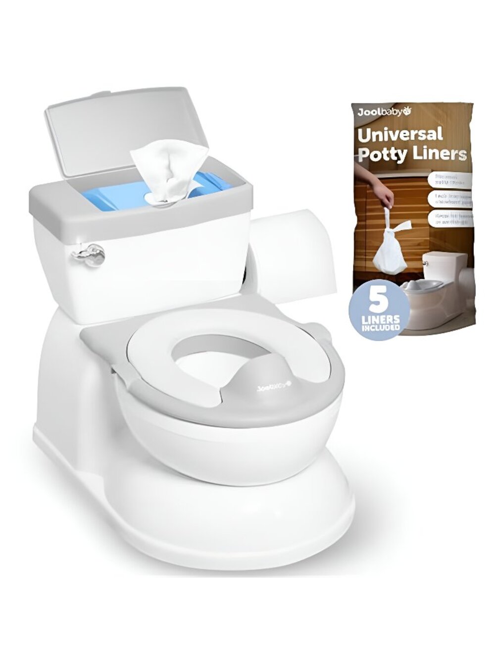 Real Feel 2-in-1 Potty with Wipes Storage, Flushing Sounds & Disposable Liners